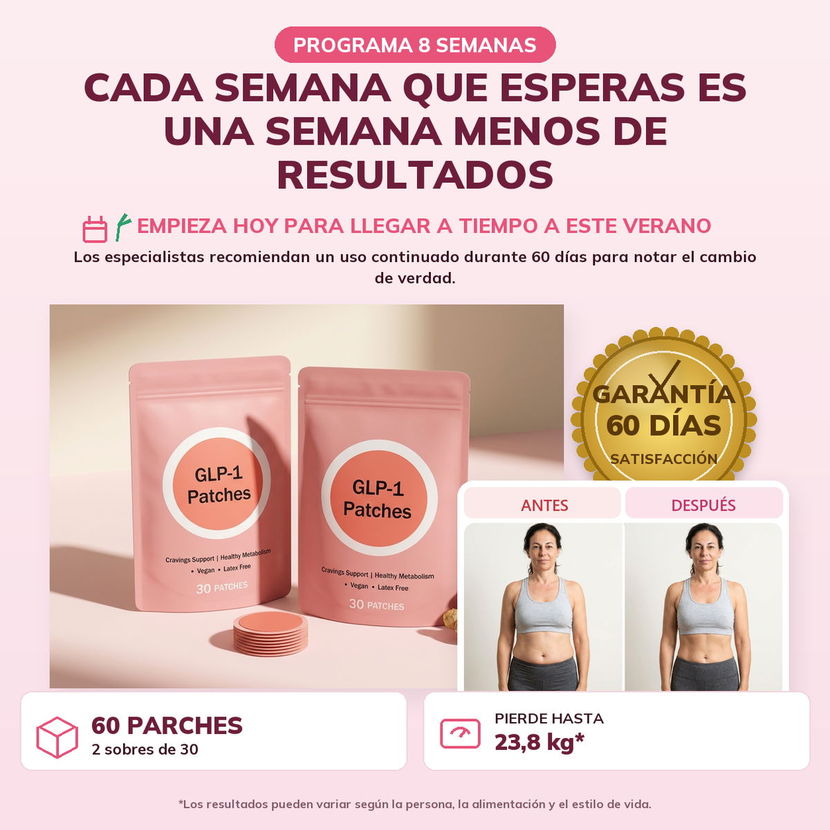 VITA GLP-1™ – El parche que apaga el antojo de dulce y empieza a deshinchar la barriga desde la primera tarde, sin pastillas ni pinchazos. (2ª bolsa GRATIS, 60 parches). *(Notas el antojo más flojo o te devolvemos cada euro).