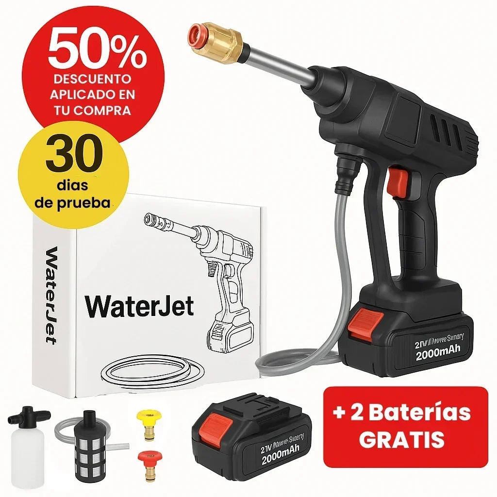 Hidrolavadora WaterJET PRO™ – Elimina la suciedad de manera fácil y rápida. Con resultado real o te devolvemos cada euro (Hoy incluye + 2 baterías GRATIS + 30 días de prueba + complementos)