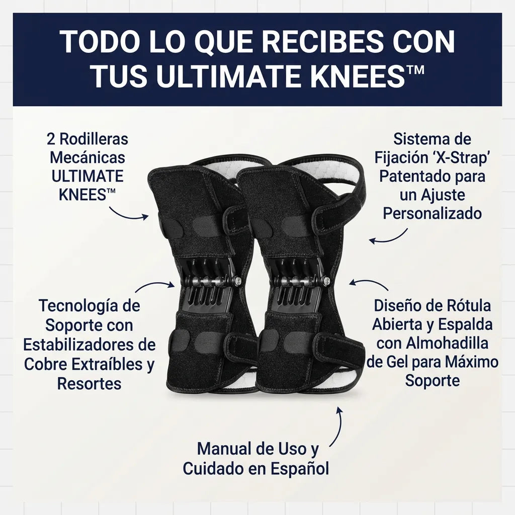 1 + 1 GRATIS | Ultimate Knees™ – Sube escaleras y camina con la rodilla descargada desde el primer paso, o te devolvemos el dinero (30 días de prueba) *Talla universal y lavables