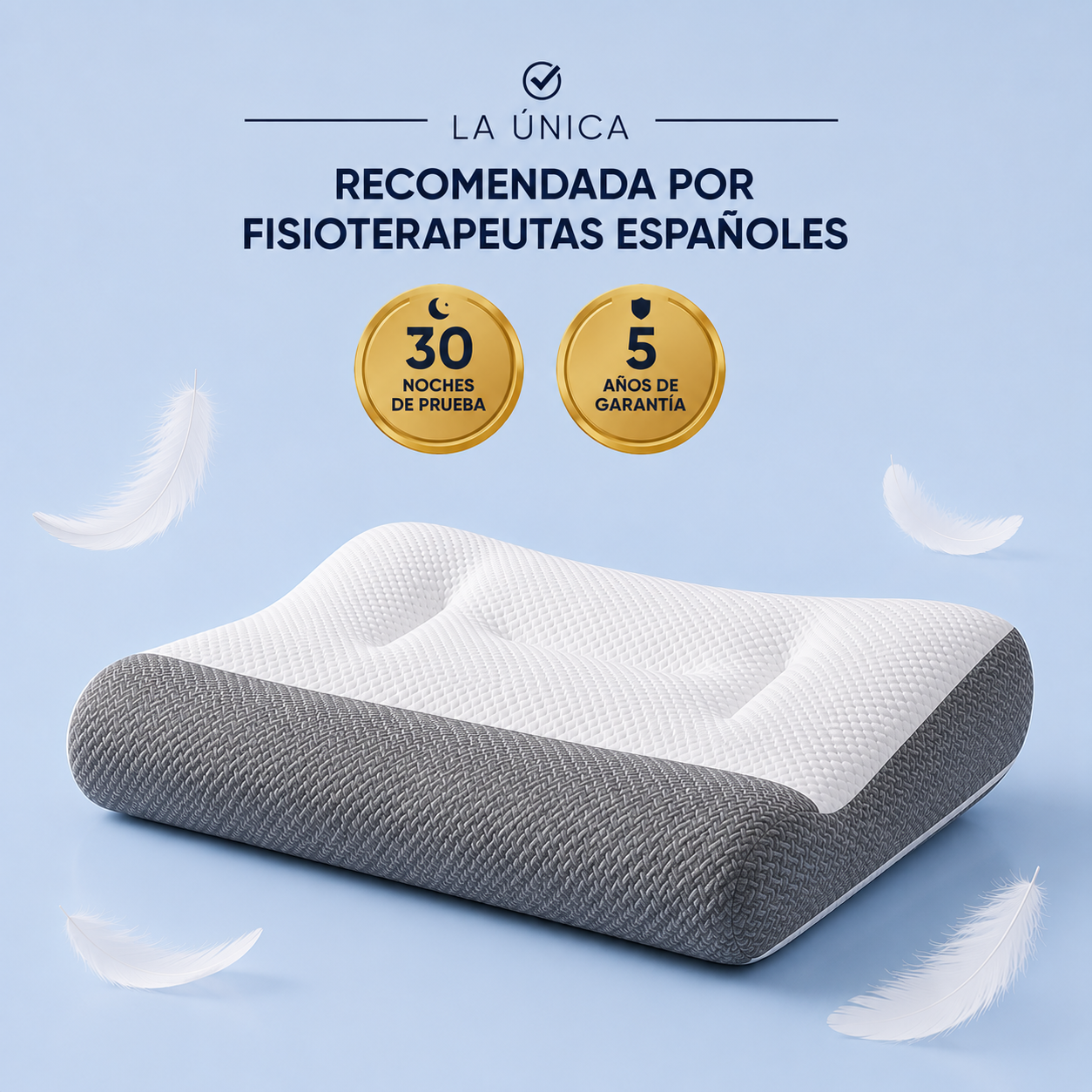 PACK CAMA MATRIMONIO | 2 x ComfortSleep V4™ - La única almohada con reborde frontal para eliminar la rigidez cervical nocturna. (Incluye fundas GRATIS + 30 noches de prueba) *Medidas: 8x45x80cm p