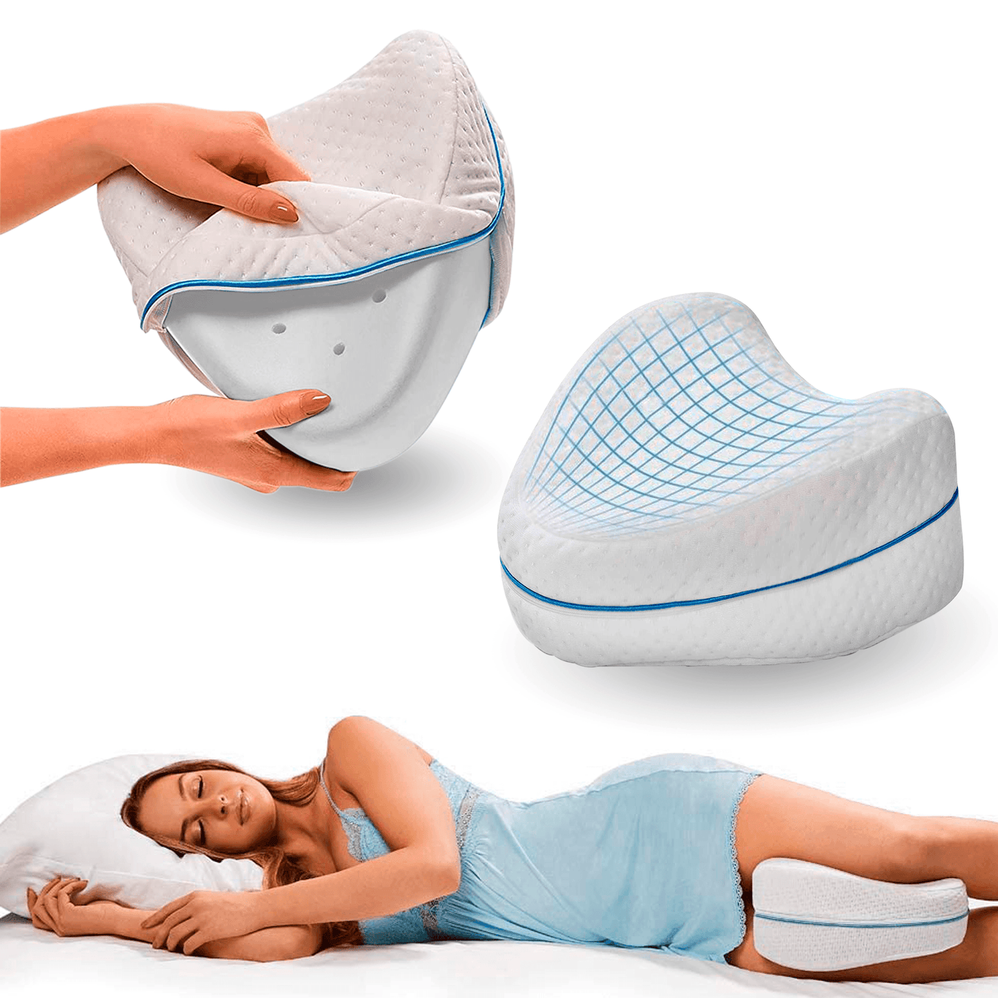 ComfortSleep Original™  - Almohada viscoelástica con reborde cervical para alinear tu cuello mientras duermes.  (Hoy incluye GRATIS: Almohada Equilibrio™ para piernas, que ayuda a  alinear columna y pelvis + fundas + 30 noches de prueba)