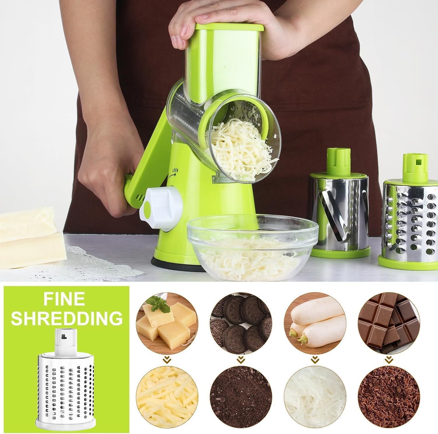 CORTEMIX™ - Corta patatas, queso y verduras en tiempo record. Incluye 3 cabezales. (+ Envío GRATIS) *Lavado ultra-fácil. *Oferta única navidad pasa tiempo en familia