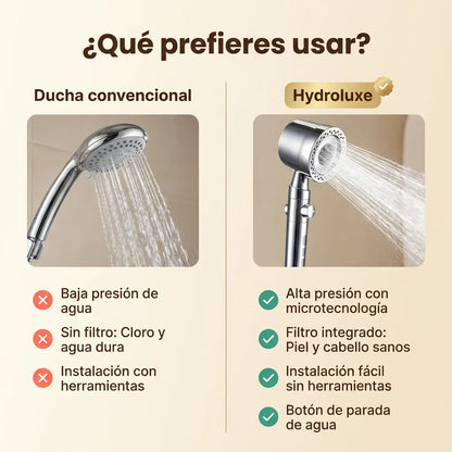 1 + 1 GRATIS | Ducha ORIGINAL HYDROLUXE Cromada™ - La única ducha del mercado que ELIMINA la cal y el claro al 99% para una ducha sin toxicos (Hoy Incluye 2 filtros extras GRATIS para cubrir 1 año) *Instalación fácil y universal