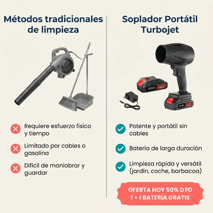 Soplador TurboJet Pro™ - El unico soplador con tecnología de doble hélice que limpia tu jardín en minutos. (Incluye 2 baterías GRATIS)