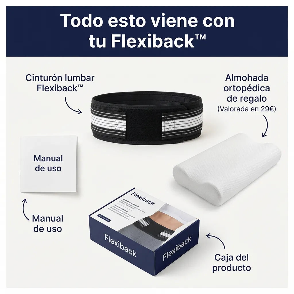 FlexiBack™ – El primer cinturón con doble soporte, cómodo y discreto que te permite disfrutar de horas de pie sin dolor de espalda (Hoy GRATIS Almohada Ortopédica) L.E
