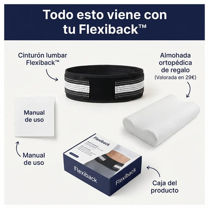 FlexiBack™ – El primer cinturón con doble soporte, cómodo y discreto que te permite disfrutar de horas de pie sin dolor de espalda (Hoy GRATIS Almohada Ortopédica) L.E