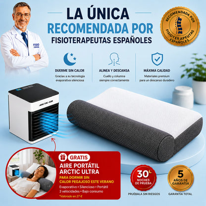 Almohada ComfortSleep Cefalea V4 — La única con reborde cervical para que tu cuello no se tense (Hoy Incluye Aire Portátil GRATIS y FUNDA) *30 noches de prueba *Medidas: 8x45x80cm