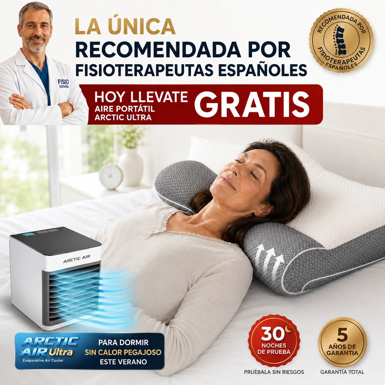 Almohada ComfortSleep Cefalea V4 — La única con reborde cervical para que tu cuello no se tense (Hoy Incluye Aire Portátil GRATIS y FUNDA) *30 noches de prueba *Medidas: 8x45x80cm