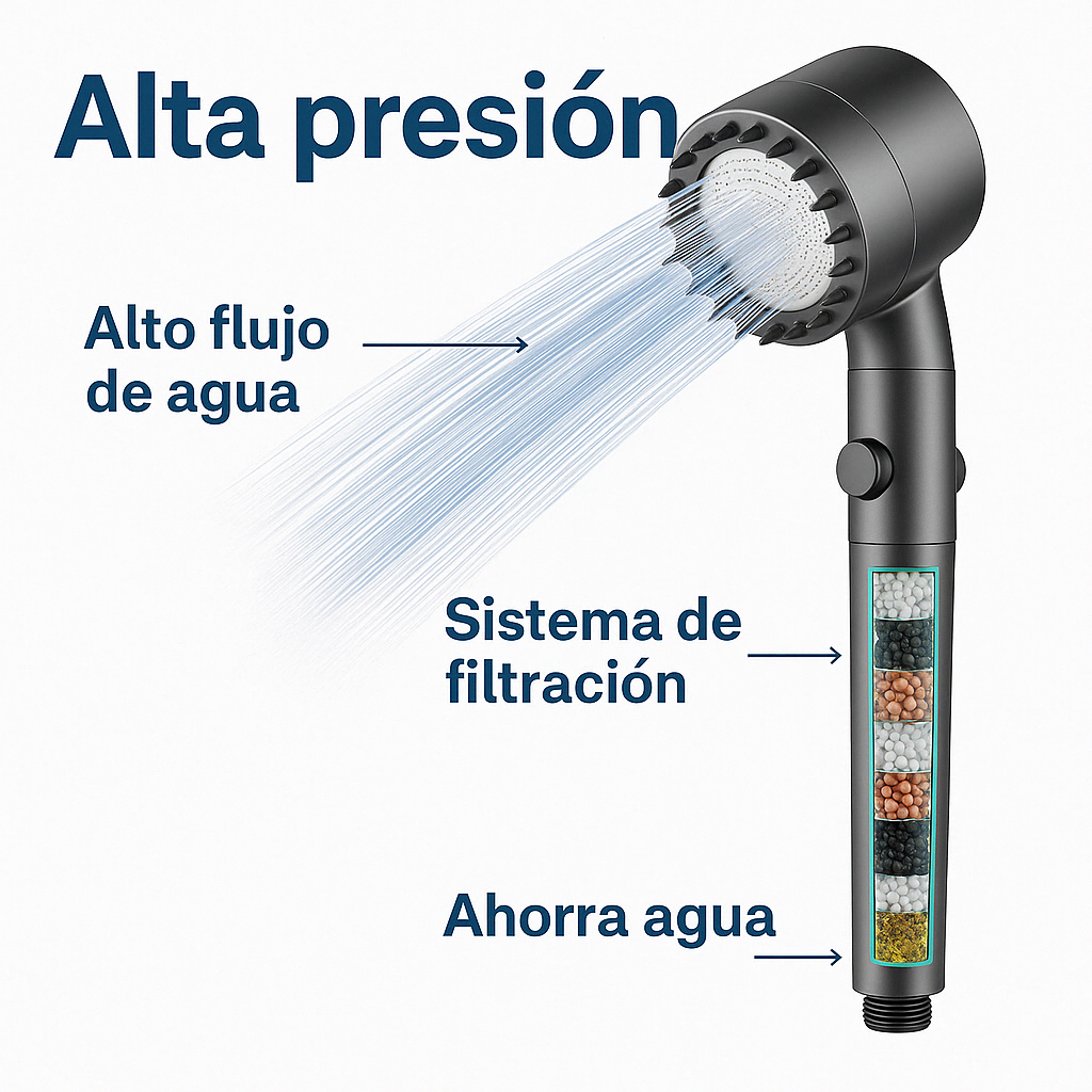 1 + 1 GRATIS | Ducha ORIGINAL HYDROLUXE Cromada™ - La única ducha del mercado que ELIMINA la cal y el claro al 99% para una ducha sin toxicos (Hoy Incluye 2 filtros extras GRATIS para cubrir 1 año) *Instalación fácil y universal