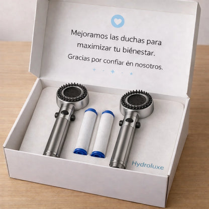 2 x HYDROLUXE ORIGINAL™ - La única ducha que elimina la piel seca y la caida del cabello al 100% gracias a su filtro de 14 capas  (Incluye dos filtros GRATIS) l.e