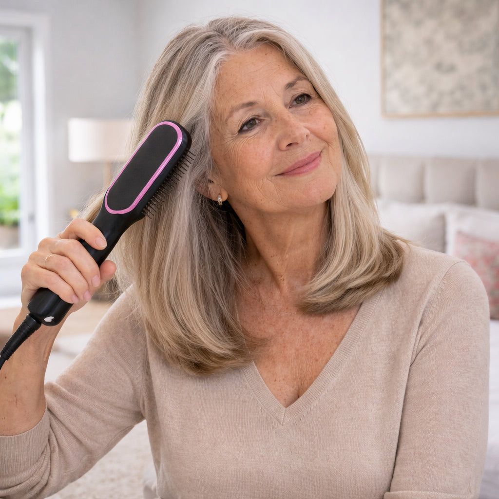 Cepillo Alisador Inteligente HairPro™ - El primer alisador-ondulador 3 en 1 con tecnologia iónica con el que tendrás un peinado de peluquería sin depender de nadie. (Hoy aceite esencial de colágeno GRATIS).