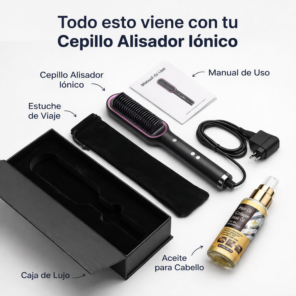 Cepillo Alisador Inteligente HairPro™ - El primer alisador-ondulador 3 en 1 con tecnologia iónica con el que tendrás un peinado de peluquería sin depender de nadie. (Hoy aceite esencial de colágeno GRATIS).