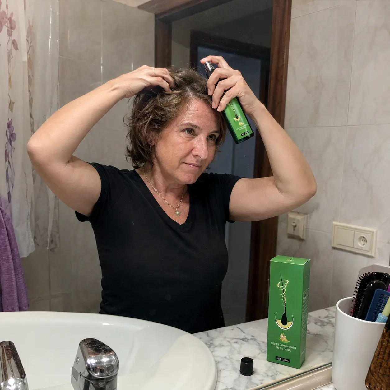 Spray Raíz Viva™· El primer spray natural que recupera tu melena sin injertos costosos. Resultados visibles desde los 9 primeros días (HOY REGALO ducha con filtro que evita el daño capilar GRATIS).