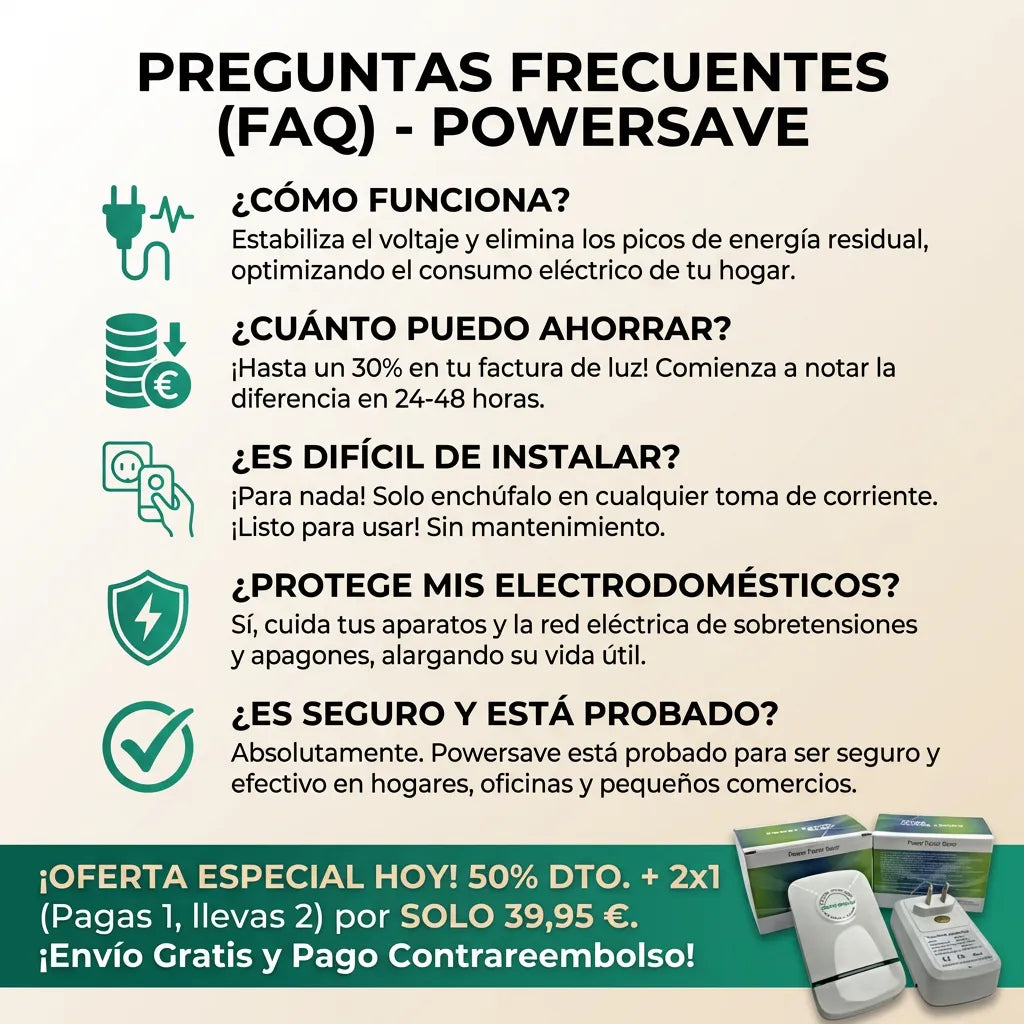 1 + 1 GRATIS | PowerSAVE™ - El unico ahorrador del mercado que disminuye el consumo electrico. *Uso legal y sin mantenimeinto