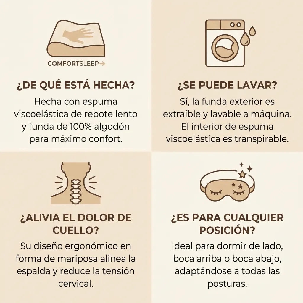 1+1 GRATIS | CONFORTSLEEP™ - La primera almohada ergonómica con viscoelástico que ELIMINA el dolor de cuello en 2 noches. (funda GRATIS + 30 días de garantía)-ENVÍO GRATIS
