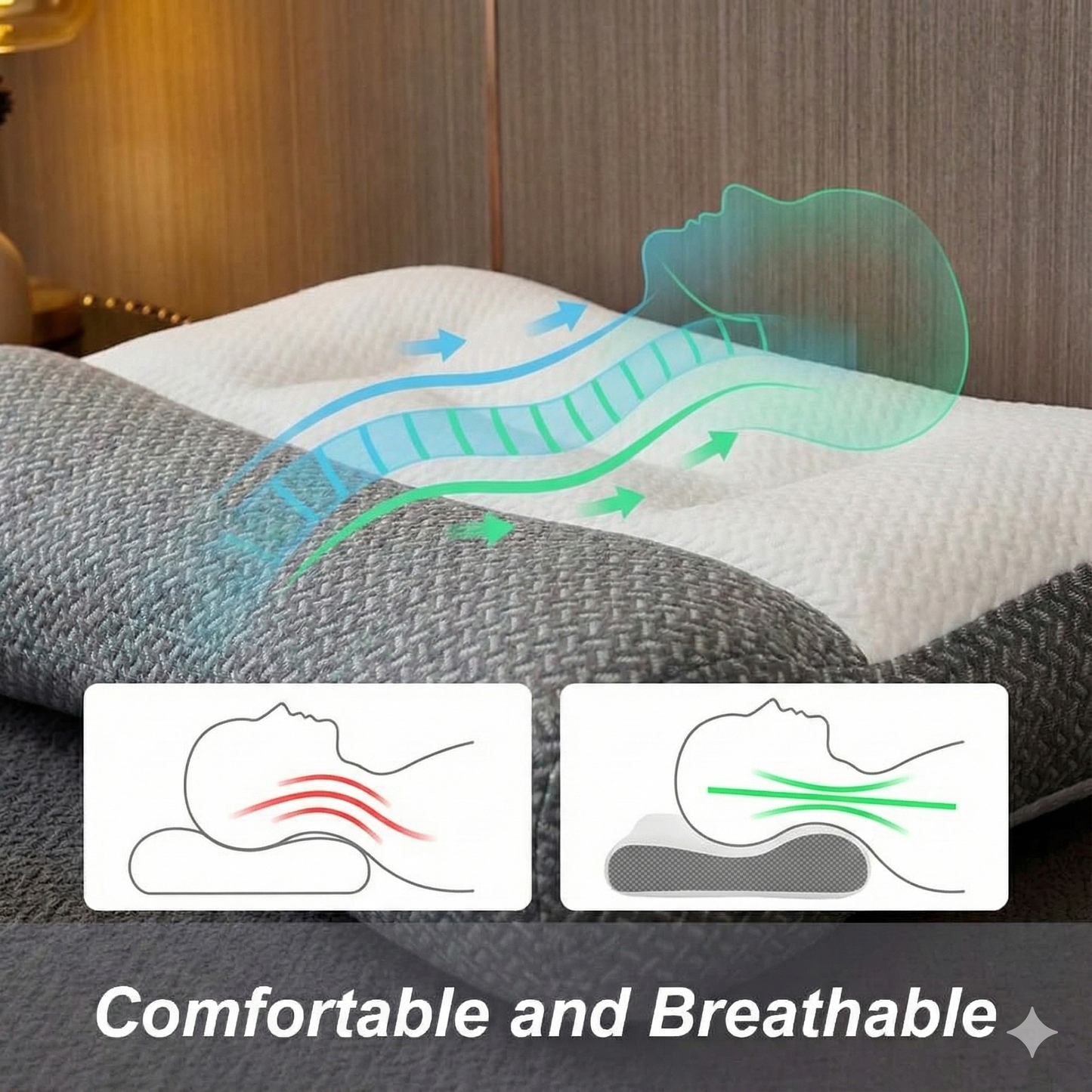 1+1 GRATIS | CONFORTSLEEP™ - La única almohada viscoelástica del mercado con soporte para la curvatura del cuello. (Incluye fundas GRATIS + 30 noches de prueba) *Medidas: 8x45x80cm t
