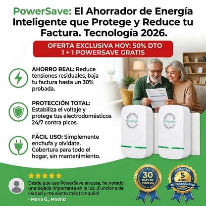 1+1 GRATIS | PowerSAVE™ - El primer ahorrador del mercado que disminuye el consumo de luz COMPROBADO. *Uso legal y ENVÍO GRATIS