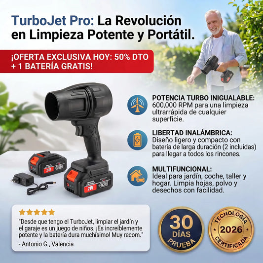 1+1 batería GRATIS | TurboJet™ - El unico soplador con tecnología de doble hélice que limpia tu jardín en minutos + ENVÍO GRATIS