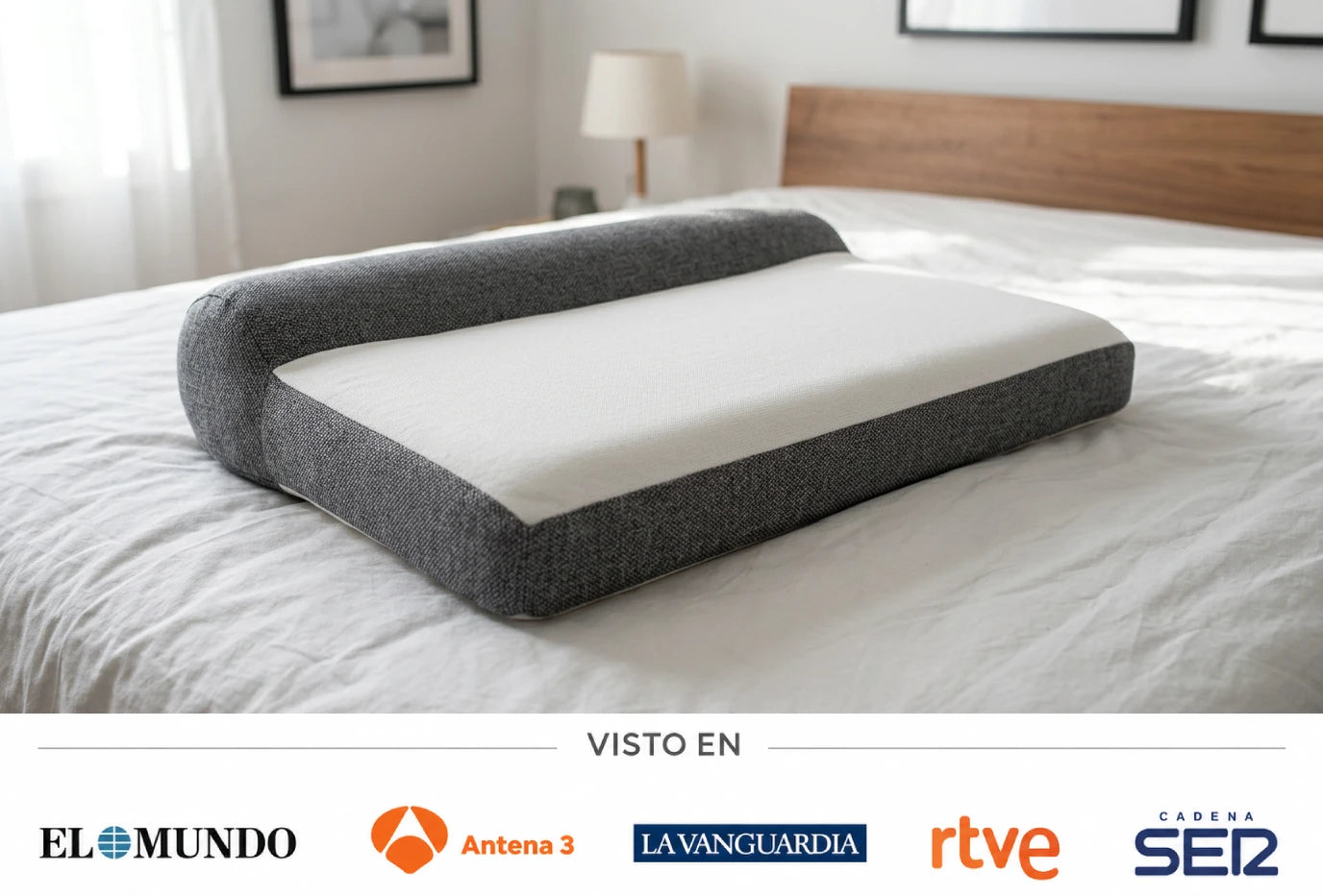 Almohada ComfortSleep Cefalea V4 — La única con reborde cervical para que tu cuello no se tense (Hoy Incluye Aire Portátil GRATIS y FUNDA) *30 noches de prueba *Medidas: 8x45x80cm
