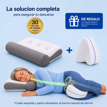 ComfortSleep Original™  - Almohada viscoelástica con reborde cervical para alinear tu cuello mientras duermes.  (Hoy incluye GRATIS: Almohada Equilibrio™ para piernas, que ayuda a  alinear columna y pelvis + fundas + 30 noches de prueba)