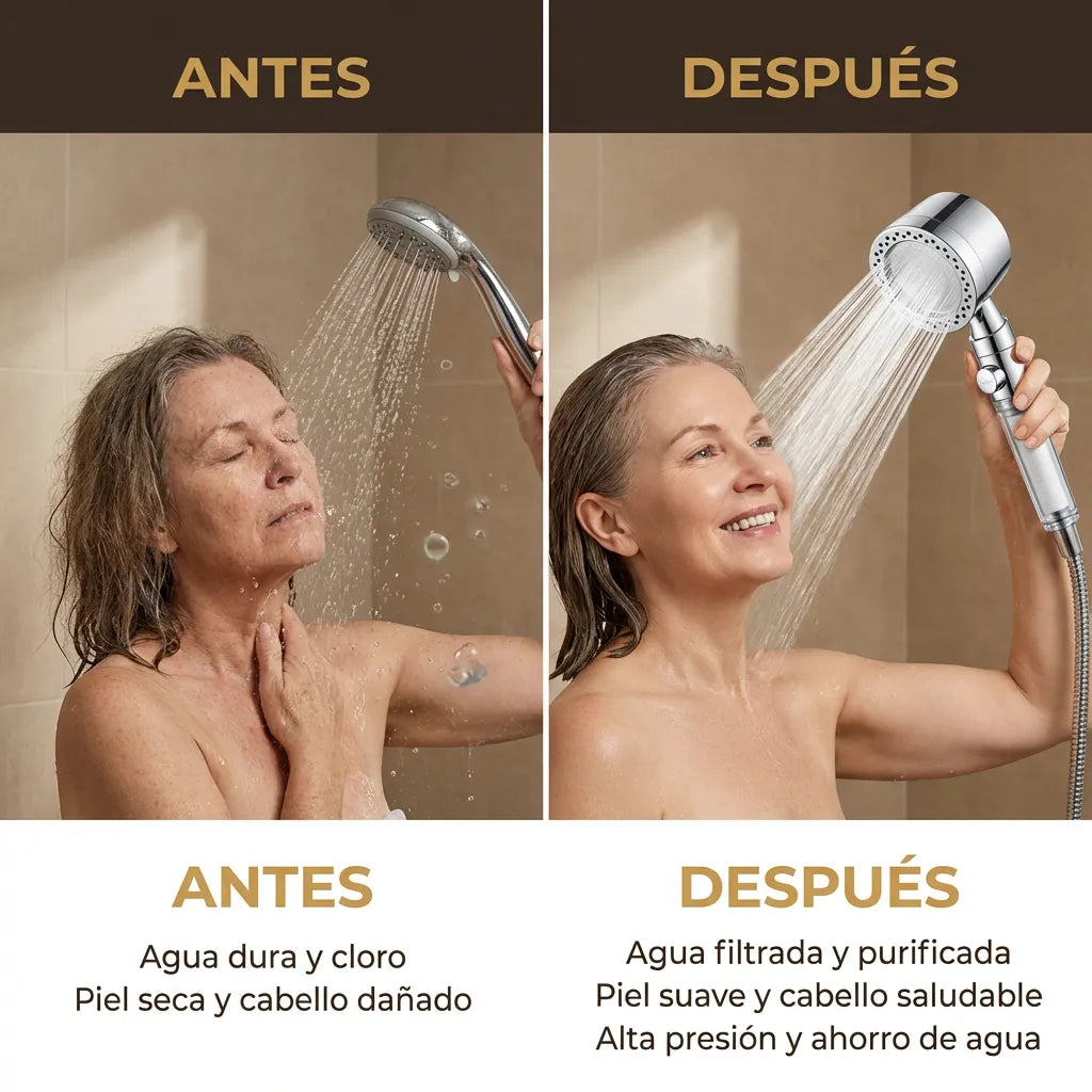1 + 1 GRATIS | Ducha ORIGINAL HYDROLUXE Cromada™ - La única ducha del mercado que ELIMINA la cal y el claro al 99% para una ducha sin toxicos (Hoy Incluye 2 filtros extras GRATIS para cubrir 1 año) *Instalación fácil y universal