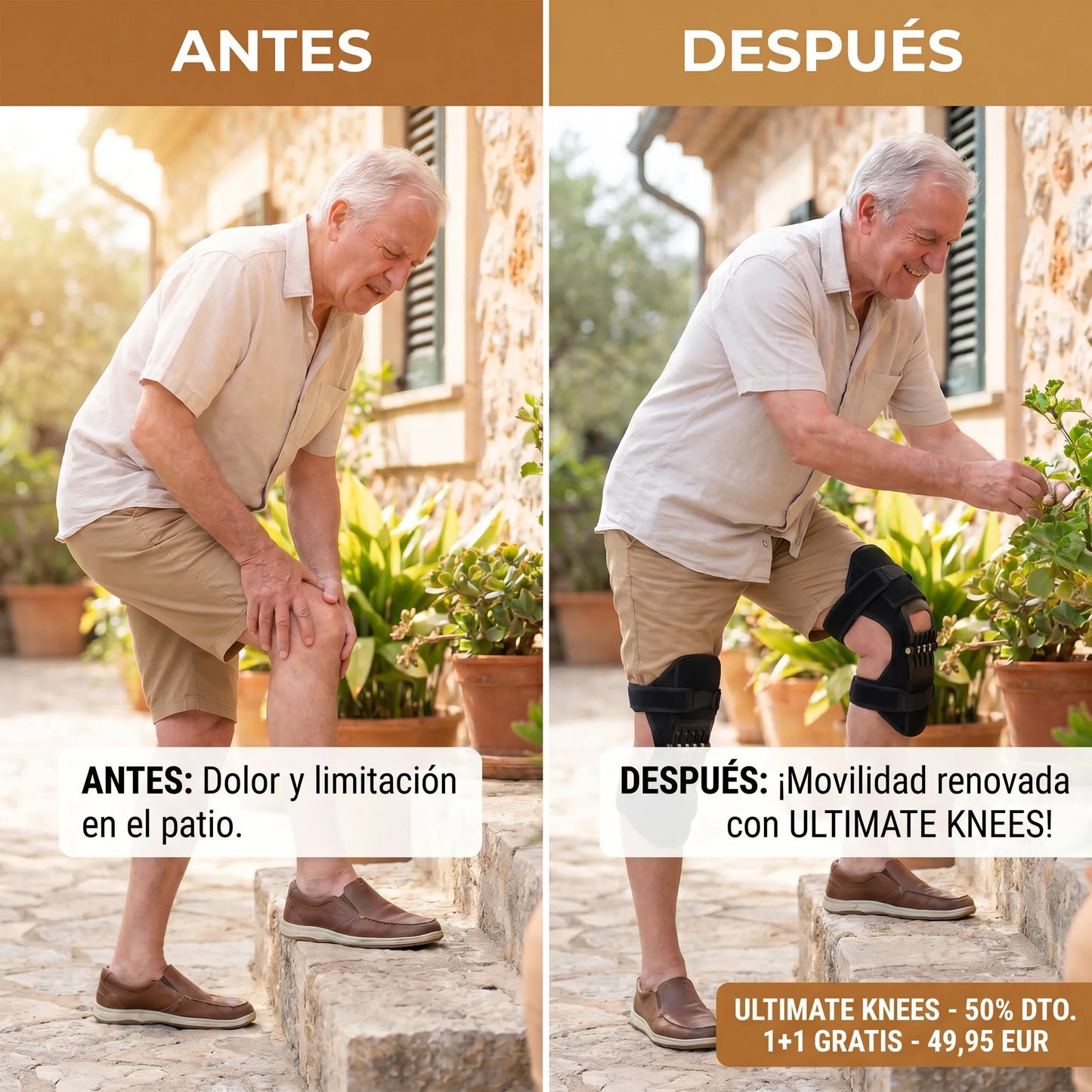 1 + 1 GRATIS | ULTIMATE KNEES™ — Soporte ortopédico con doble bisagra mecánica adaptable que ayuda a aliviar el dolor de rodilla cotidiano (Funda lavable y talla adaptable a tu rodilla)
