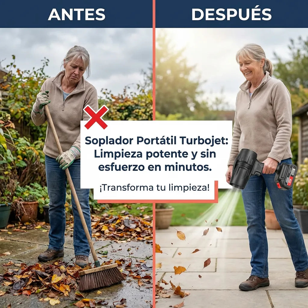 Soplador TurboJet Pro™ - El unico soplador con tecnología de doble hélice que limpia tu jardín en minutos. (Incluye 2 baterías GRATIS)