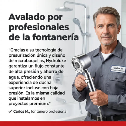 1 + 1 GRATIS | Ducha ORIGINAL HYDROLUXE CROMADA™ - La única ducha del mercado con 240 micro-orificios que triplica tu presión estandar. (Incluye 2 filtros extra de REGALO para cubrir 1 año) *Instalación fácil y universal. p.