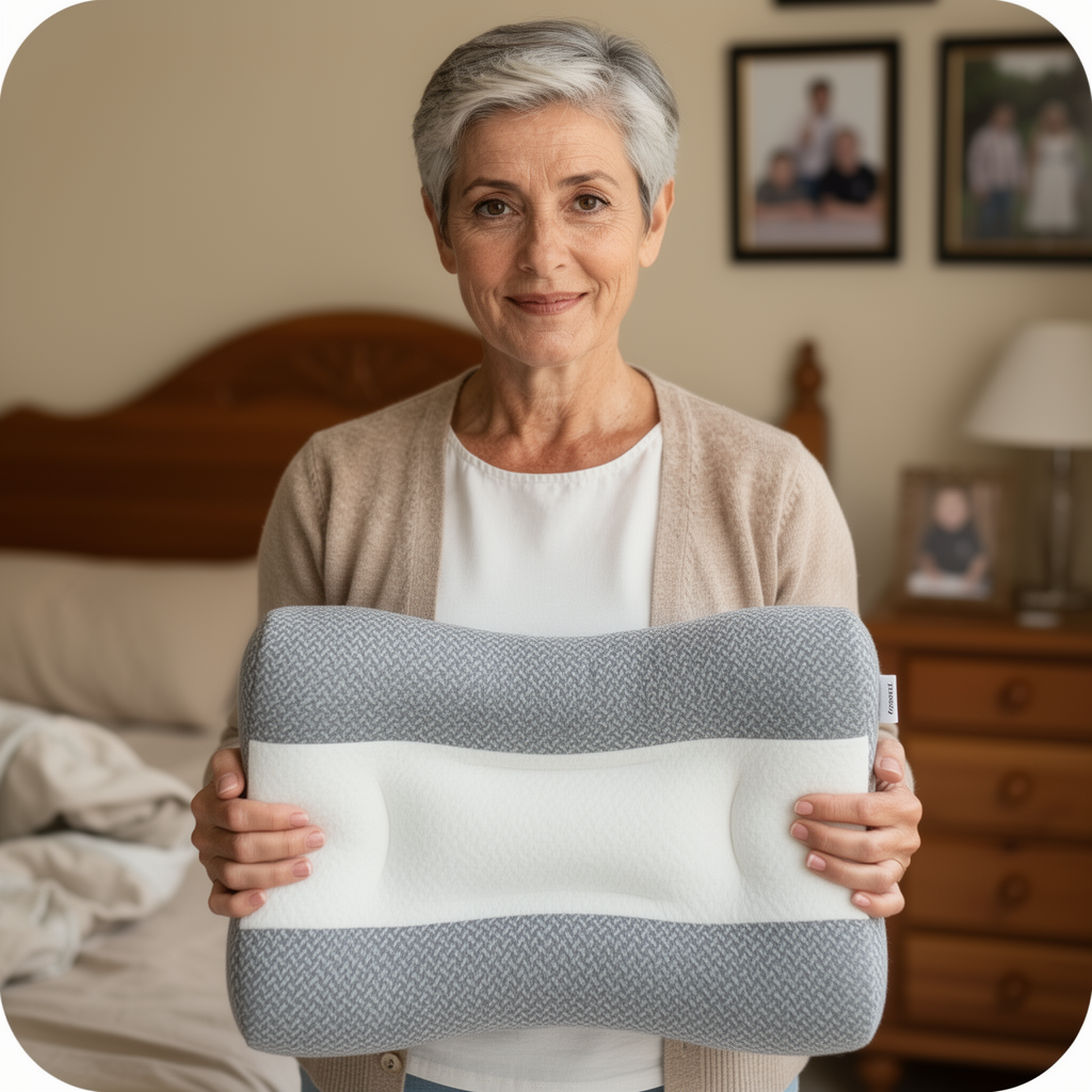 MUJER SOSTENIENDO LA ALMOHADA COMFORTSLEEP