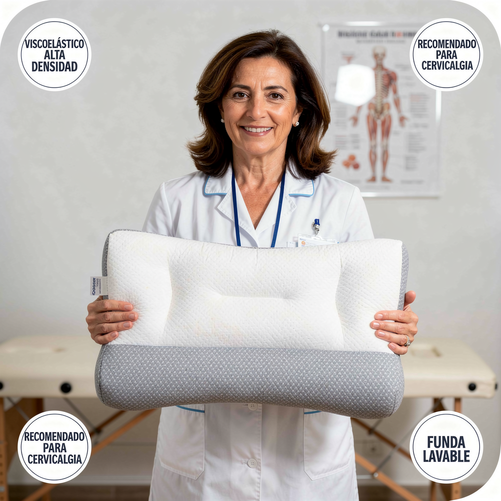 1+1 GRATIS | COMFORTSLEEP PREMIUM™ - La única almohada viscoelástica del mercado con soporte para la curvatura del cuello. (Incluye fundas GRATIS + 30 noches de prueba) *Medidas: 8x45x80cm