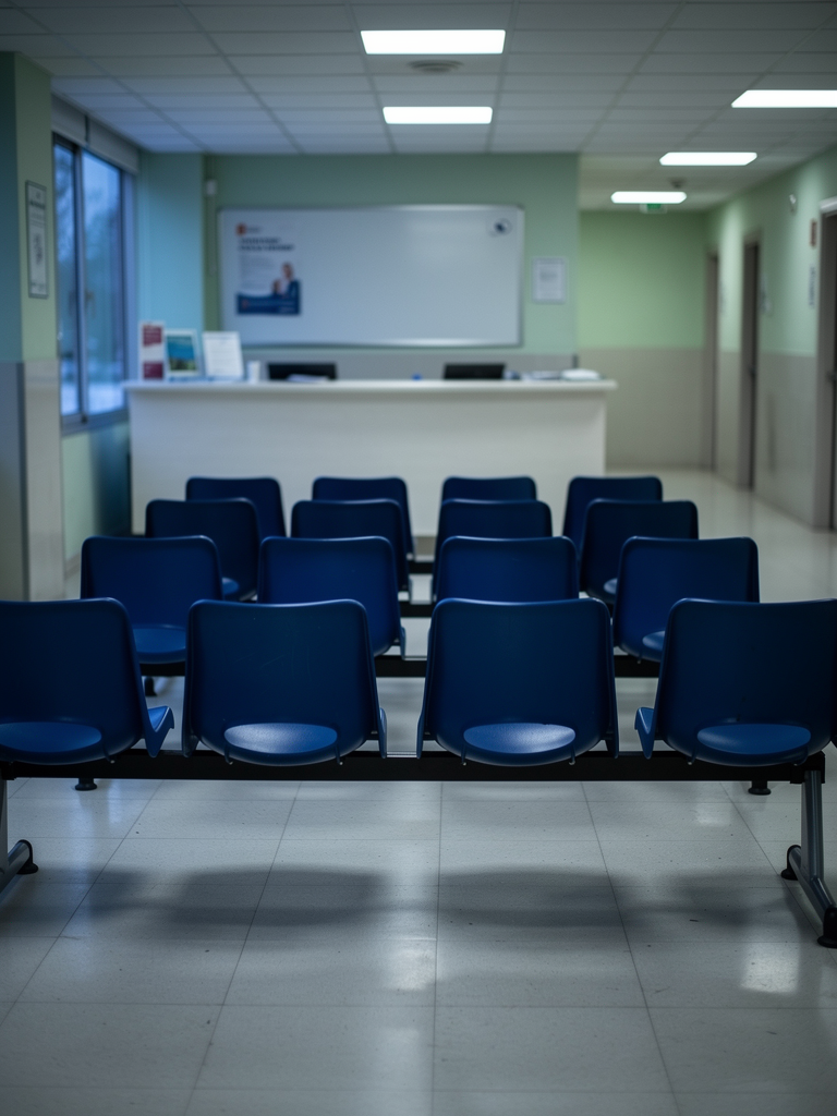 Sala de espera ambulatorio espanol publico vacia