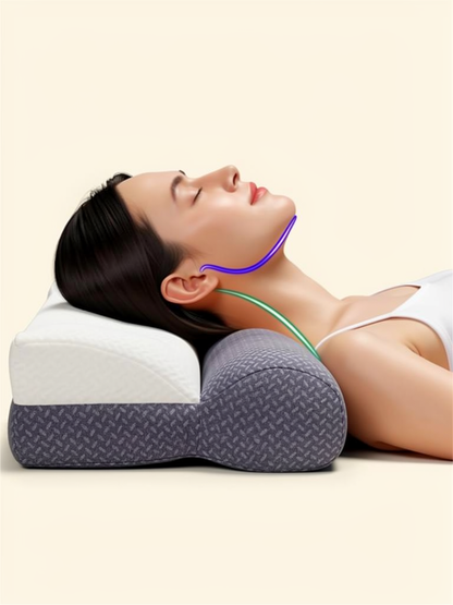 Diagrama lateral cervical anatomico con almohada doble altura ComfortSleep