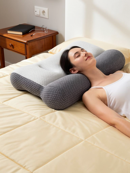 Detalle producto ComfortSleep en cama de matrimonio dormitorio mujer mayor