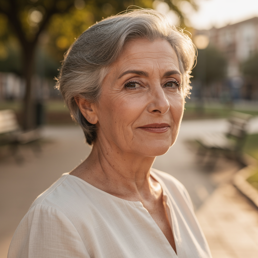 Retrato de Carmen R. autora del articulo, mujer espanola de 65 anos