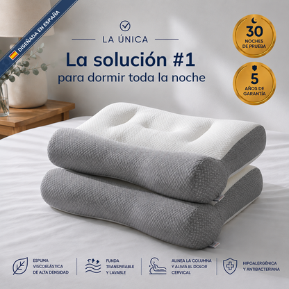 2 x ComfortSleep Original™ – La almohada que corta los despertares y te hace dormir toda la noche en 7 noches gracias a su reborde frontal. (Incluye fundas GRATIS). *(Dormirás toda la noche o te devolvemos cada euro).