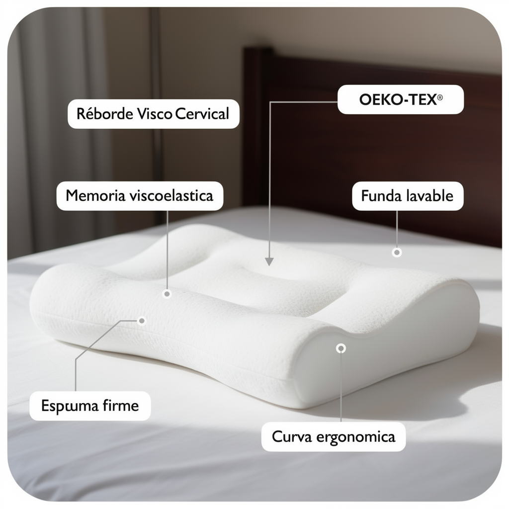 ALMOHADA COMFORTSLEEP CON ETIQUETAS Y FLECHAS