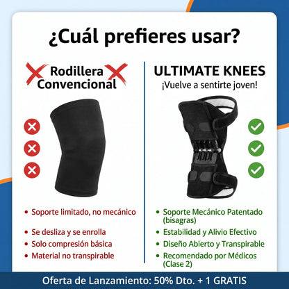 1 + 1 GRATIS | ULTIMATE KNEES™ — Soporte ortopédico con doble bisagra mecánica adaptable que ayuda a aliviar el dolor de rodilla cotidiano (Funda lavable y talla adaptable a tu rodilla) t