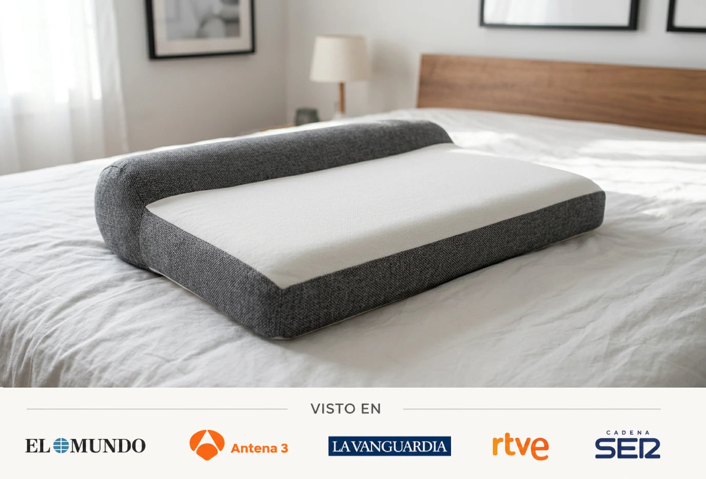Almohada ComfortSleep Cefalea V4 — La única con reborde cervical para que tu cuello no se tense (Hoy Incluye Aire Portátil GRATIS y FUNDA) *30 noches de prueba *Medidas: 8x45x80cm