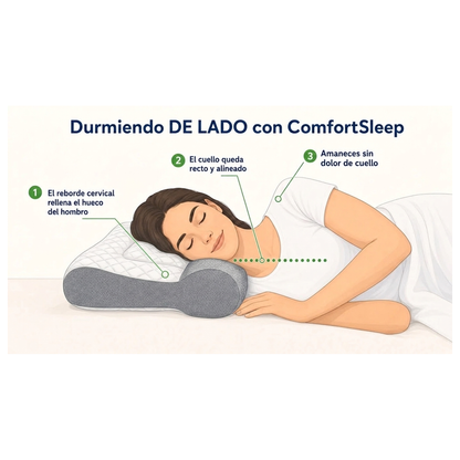 Mecanismo durmiendo de lado: el reborde rellena el hueco entre la oreja y el hombro y el cuello descansa