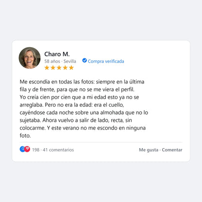 Reseña verificada de una clienta de 58 años sobre su perfil y su cuello