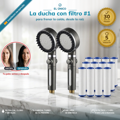 1 + 1 GRATIS | Hydroluxe Cromada Original™ – Cuida la piel y el pelo de tu familia: filtra la cal y el cloro del agua antes de que te toquen. (Incluye 12 filtros GRATIS · 30 días de prueba: o te devolvemos cada euro)