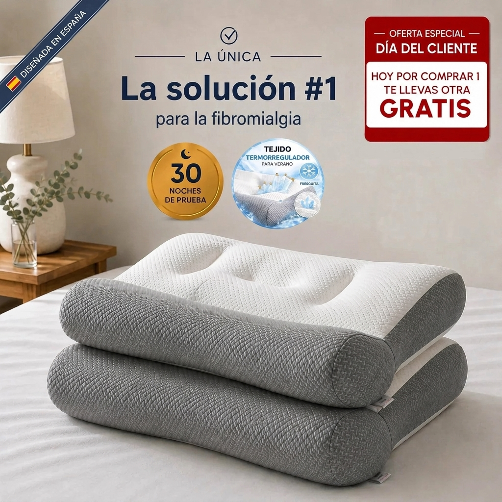 1+1 GRATIS | ComfortSleep Original™ - La almohada viscoelástica con el reborde que sostiene tu cuello de noche, la solución #1 para la fibromialgia. (Incluye fundas y 30 noches de prueba) *(Amaneces mejor o te devolvemos cada euro)