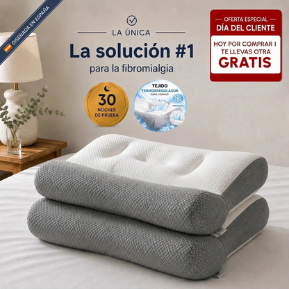 1+1 GRATIS | ComfortSleep Original™ - La almohada viscoelástica con el reborde que sostiene tu cuello de noche, la solución #1 para la fibromialgia. (Incluye fundas y 30 noches de prueba) *(Amaneces mejor o te devolvemos cada euro)