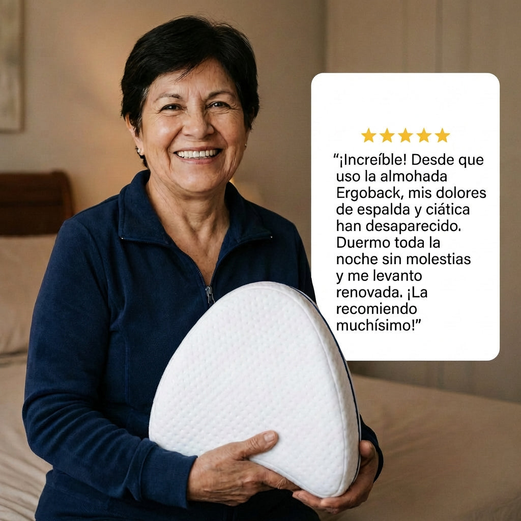 Almohada ErgoBack™ - La primera almohada viscoelástica con tecnología curve que elimina el dolor de espalda y alivia tu ciáticia desde la primera noche. (Hoy incluye GRATIS plantillas ortopédicas de gel talla adaptable)