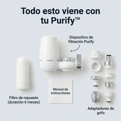 Purify Original™ - Asegurate que el agua que usa diariamente esta libre de químicos e impurezas. (El filtro incluido GRATIS cubre 6 meses completo + Instalación universal para cualquier grifo)