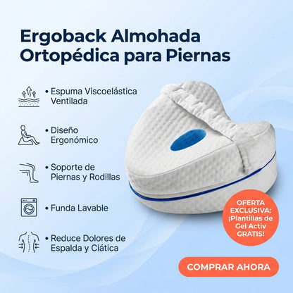 Almohada ErgoBack™ - La primera almohada viscoelástica con tecnología curve que elimina el dolor de espalda y alivia tu ciáticia desde la primera noche. (Hoy incluye GRATIS plantillas ortopédicas de gel talla adaptable)