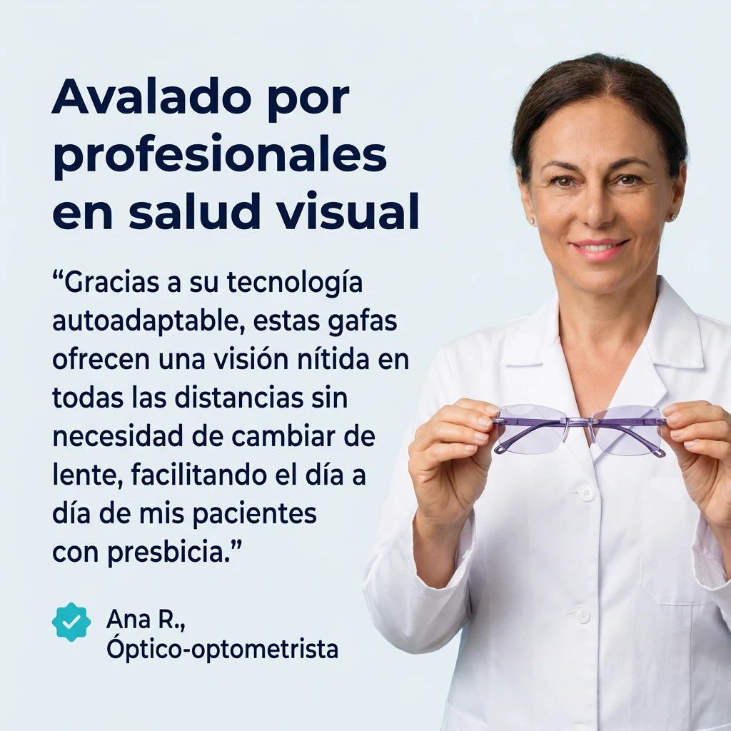 Gafas Blu Progresivas Inteligentes™ - Visión de cerca, intermedia y lejos en una sola gafa (No necesita graduación, incluye funda de cuero y PRUEBA GARANTIZADA de 30 DÍAS) l.p