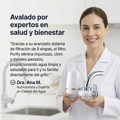 Purify Original™ - Asegurate que el agua que usa diariamente esta libre de químicos e impurezas. (El filtro incluido GRATIS cubre 6 meses completo + Instalación universal para cualquier grifo)
