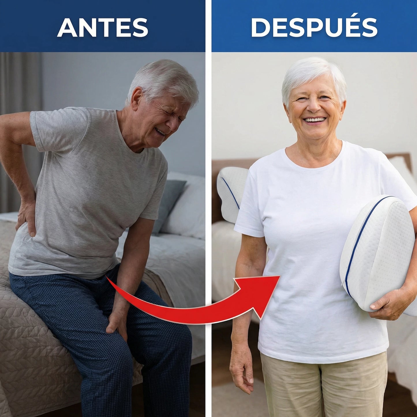 Almohada ErgoBack™ - La primera almohada viscoelástica con tecnología curve que elimina el dolor de espalda y alivia tu ciáticia desde la primera noche. (Hoy incluye GRATIS plantillas ortopédicas de gel talla adaptable)