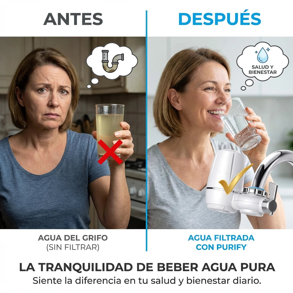 Purify Original™ - Asegurate que el agua que usa diariamente esta libre de químicos e impurezas. (El filtro incluido GRATIS cubre 6 meses completo + Instalación universal para cualquier grifo)